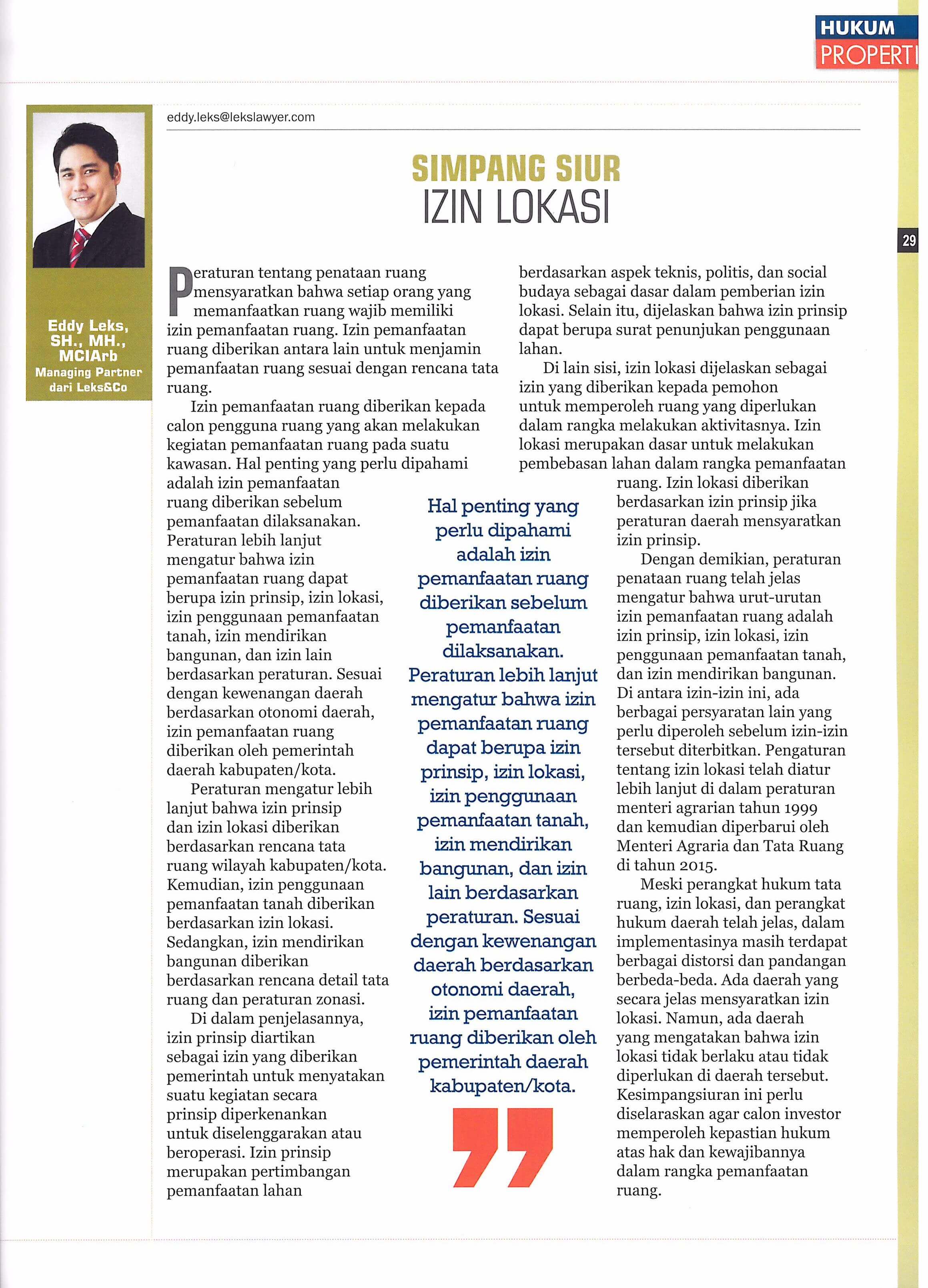 Article of Eddy Leks on Property&Bank Magazine - March 2016