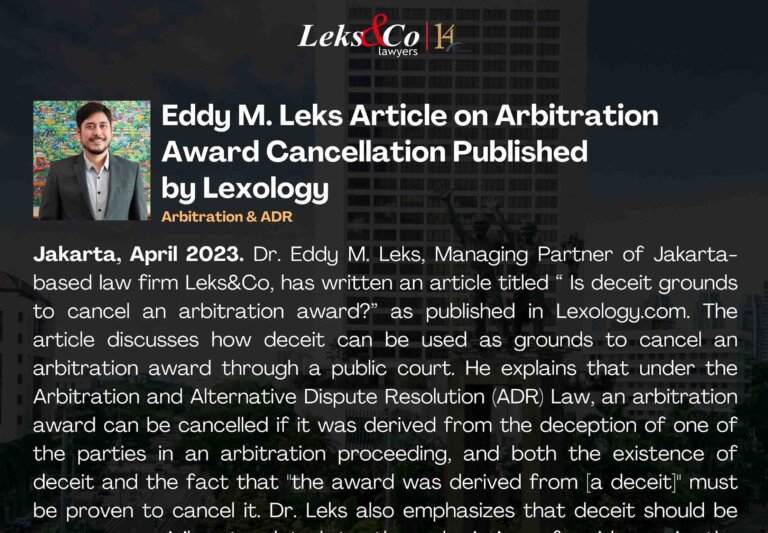 Eddy M. Leks Article on Arbitration Award Cancellation Published by Lexology Eddy M. Leks Article on Arbitration Award Cancellation Published by Lexology