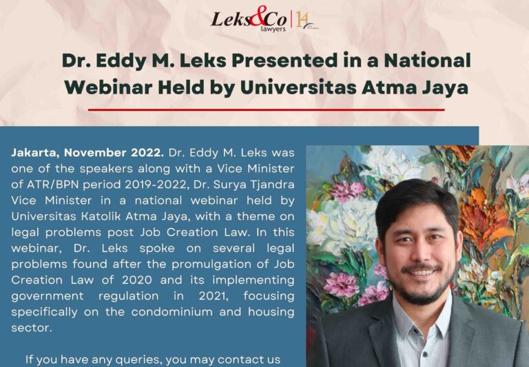Dr. Eddy M. Leks Presented in a National Webinar Held by Universitas Atma Jaya Dr. Eddy M. Leks Presented in a National Webinar Held by Universitas Atma Jaya