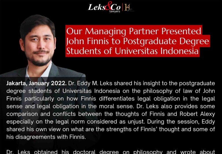 Our Managing Partner Presented John Finnis to Postgraduate Degree Students of Universitas Indonesia Our Managing Partner Presented John Finnis to Postgraduate Degree Students of Universitas Indonesia