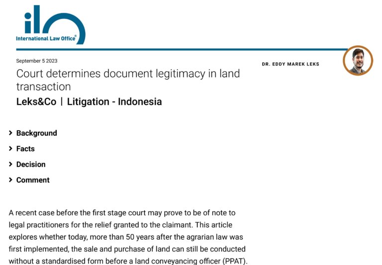 Jakarta Law Firm - Eddy Leks Article Published by Lexology September 2023 Edition Jakarta Law Firm - Eddy Leks Article Published by Lexology September 2023 Edition