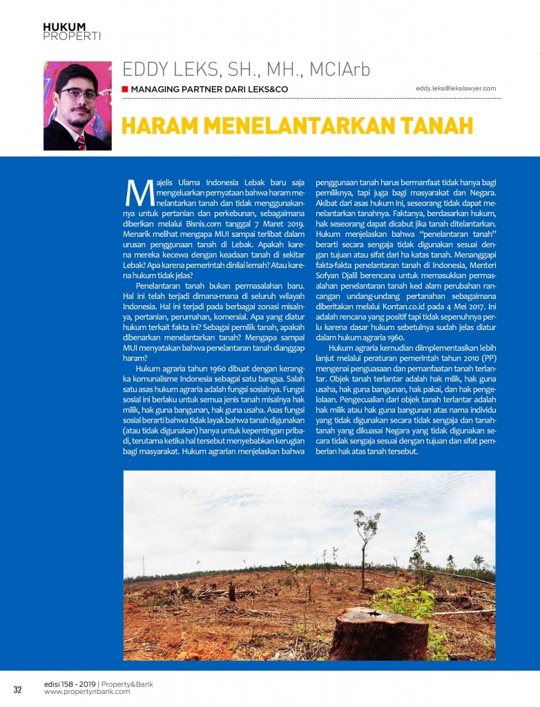 Haram Menelantarkan tanah Eddy leks