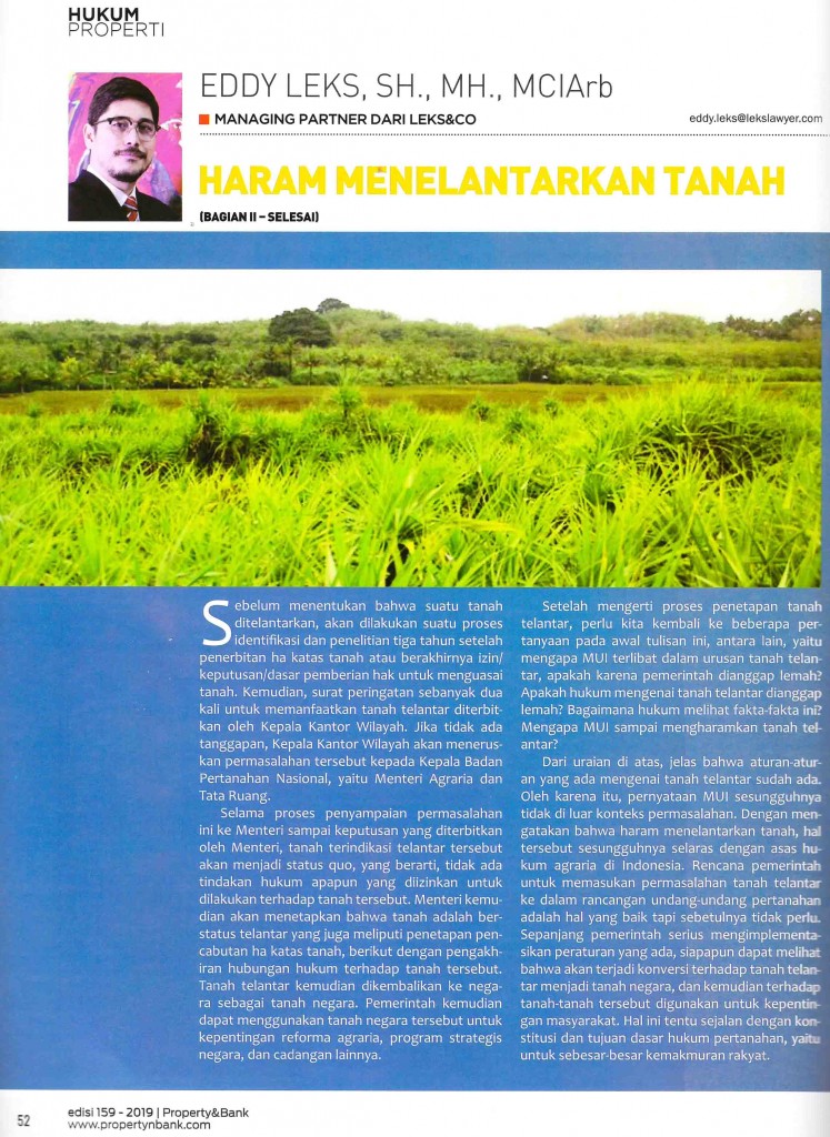 Haram Menelantarkan Tanah Bag II Selesai