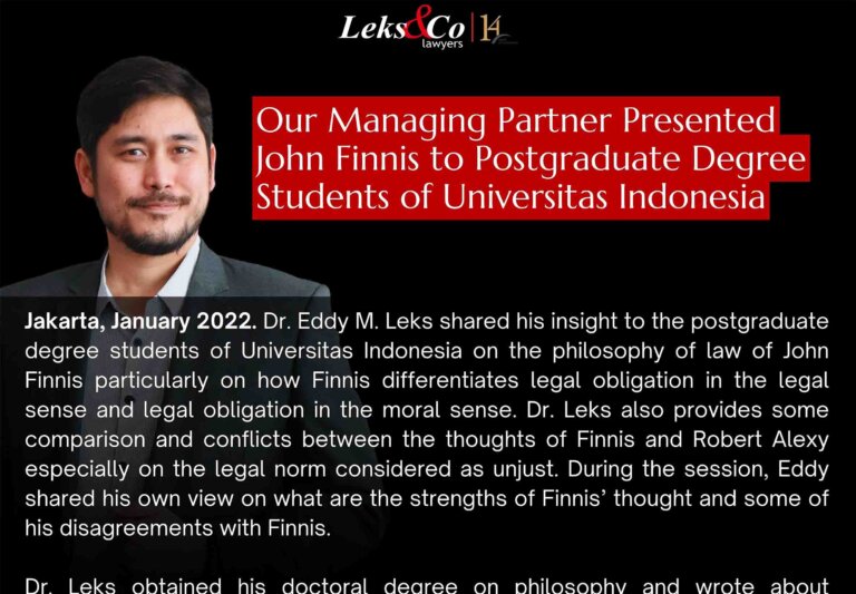Our Managing Partner Presented John Finnis to Postgraduate Degree Students of Universitas Indonesia