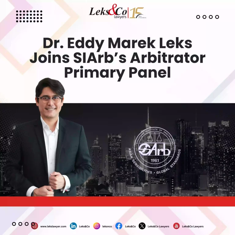 Dr. Eddy Marek Leks Joins SIArb’s Arbitrator Primary Panel
